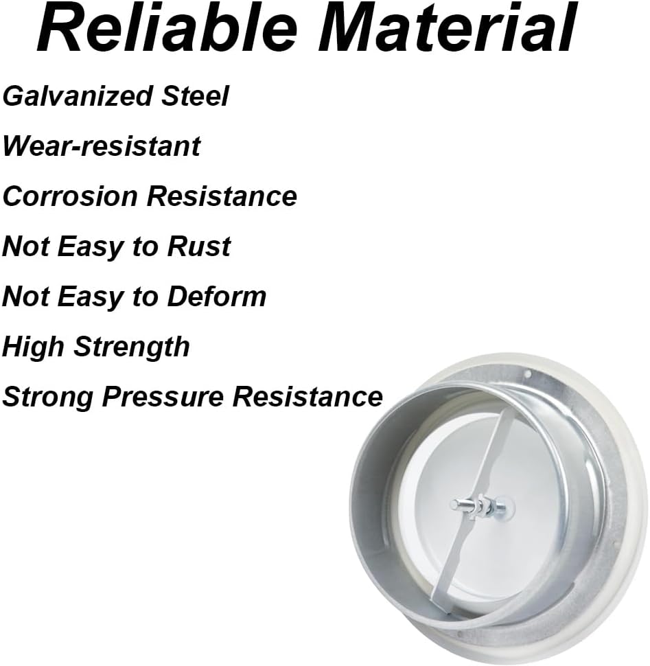 2PCS Round Adjustable Steel Duct Vent Cover, High-Strength Zinc-Coated Air Vent with Embedded Design & Strong Sealing, for Offices, Bathrooms, Kitchens, and Indoor White (Size 164 * 124 * 50mm)