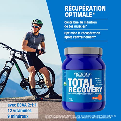 Victory Endurance Total Recovery - Optimise la Récupération Post-Entraînement – Avec Glutamine – BCAAs - Enrichie en Vitamines et Electrolytes – Goût Orange – 750g – Image 5