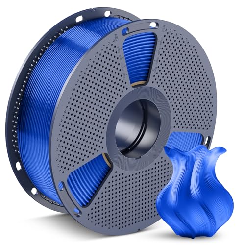 SUNLU PETG Filamento de 1,75 mm, menor elasticidad, buena adhesión entre capas, alta resistencia. Filamento para impresora 3D de 1,75 ± 0,02 mm, bobina de 1 kg (2,2 lb), PETG azul transparente.