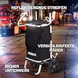 Arebos 3in1 Einkaufstrolley | Trolley groß 56 Liter | Einkaufswagen mit Kühlfach | Einkaufstasche mit Rollen | Klappbarer Shopper | klappbar Tasche abnehmbar | Einkaufsroller, Handwagen | Schwarz