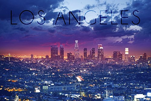 Lantern Press Los Angeles, California, Skyline Night Scene (9x12 Art Print, Wall Decor Travel Poster)