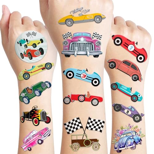 119 PCS Classic Vintage Race Car Temporary Tattoos Sticker Race