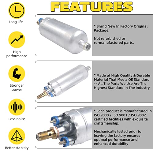 Lqqdp New 2Pcs High Performance Electric External In-Line Efi Fuel Pump With Internal Filter/Strainer & Installation Kit Replacement Compatible With E/C/Cl/S/Sl Class Outside Tank 0580254950 #TOP2