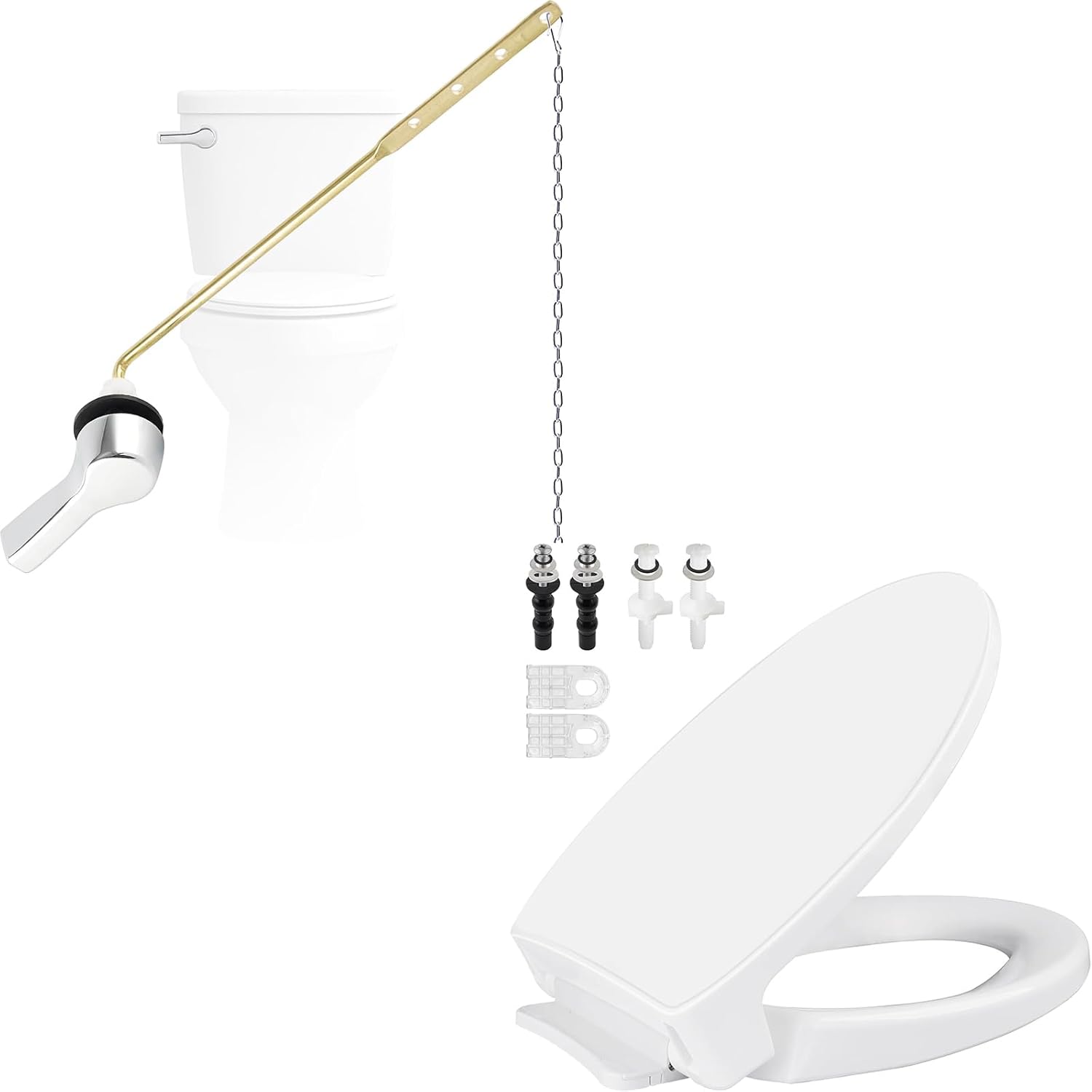 SS114 Toilet Seat Compatible with TOTO and Universal Front Mount Toilet Lever