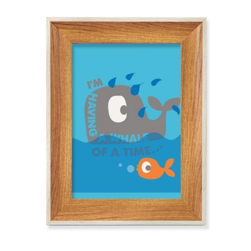 Cadre photo bois rorqual bleu avec affichage tableau art peinture