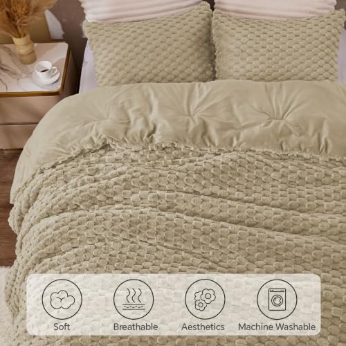 Image of BEDELITE Fluffy Twin /Twin XL Comforter Set, Taupe Bed Set 2 Pieces
