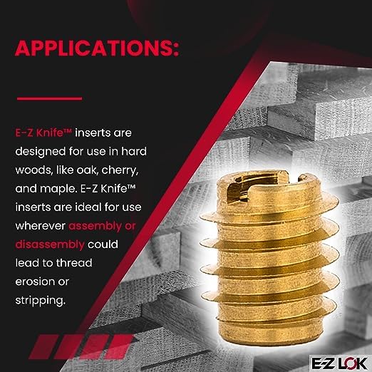 EZ LOK Knife Threaded Insert For HardWood, Brass
