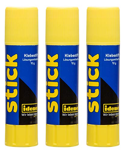 Idena 634144 - Bâton de colle sans solvant, 10 g, 3 pièces