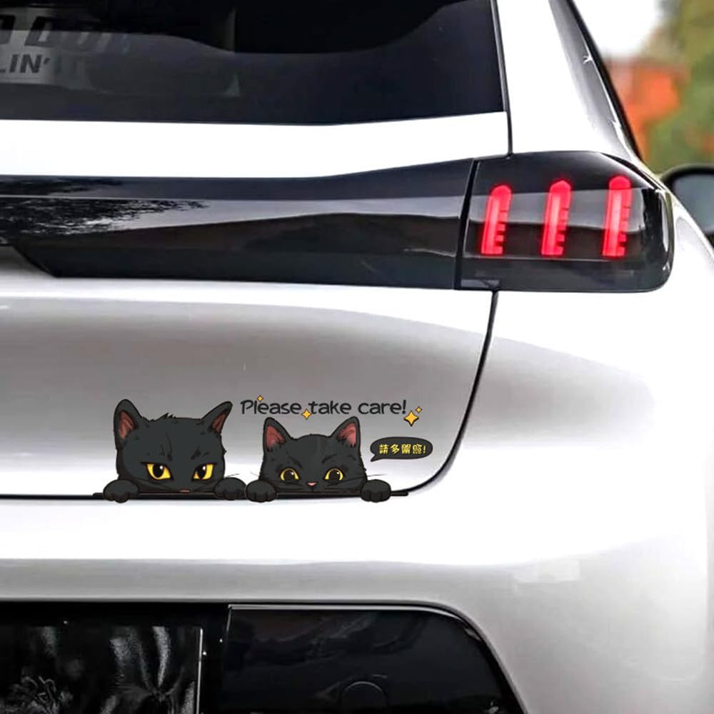 TATACLEA 車のステッカー、かわいい猫、漫画の車のステッカー、スクラッチ 二匹の子猫