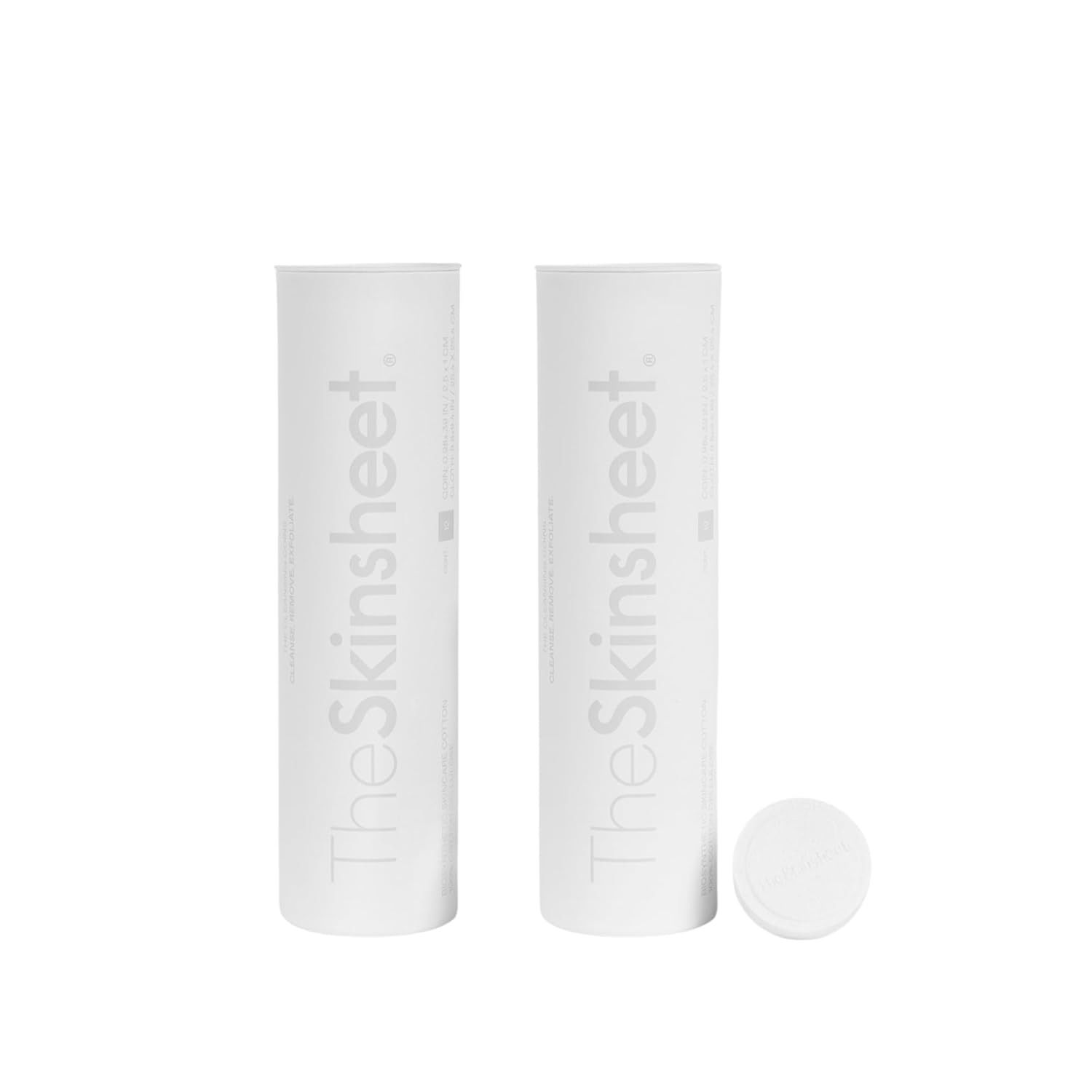 The Skinsheet Cleansing Coins Duo, Two Pack, Skin Towels, Travel Face Towels, Facial Cleansing Wipes, Ultra Soft, Dermatologist-Approved, 100% Biobased Cotton, Made in USA, 24 Count.