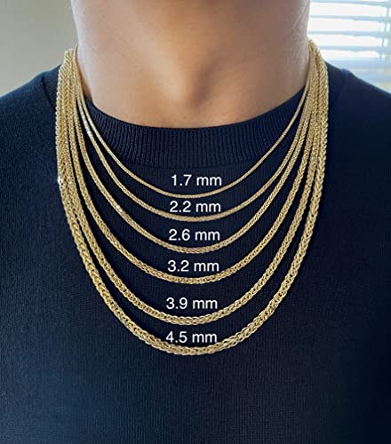 Jewelheart 10K Gold Square Wheat Chain Necklace - 1.7Mm Braided Real Gold Necklaces For Women Foxtail Thin Gold Chain Diamond Cut Gold Chain Necklace 16" #TOP1