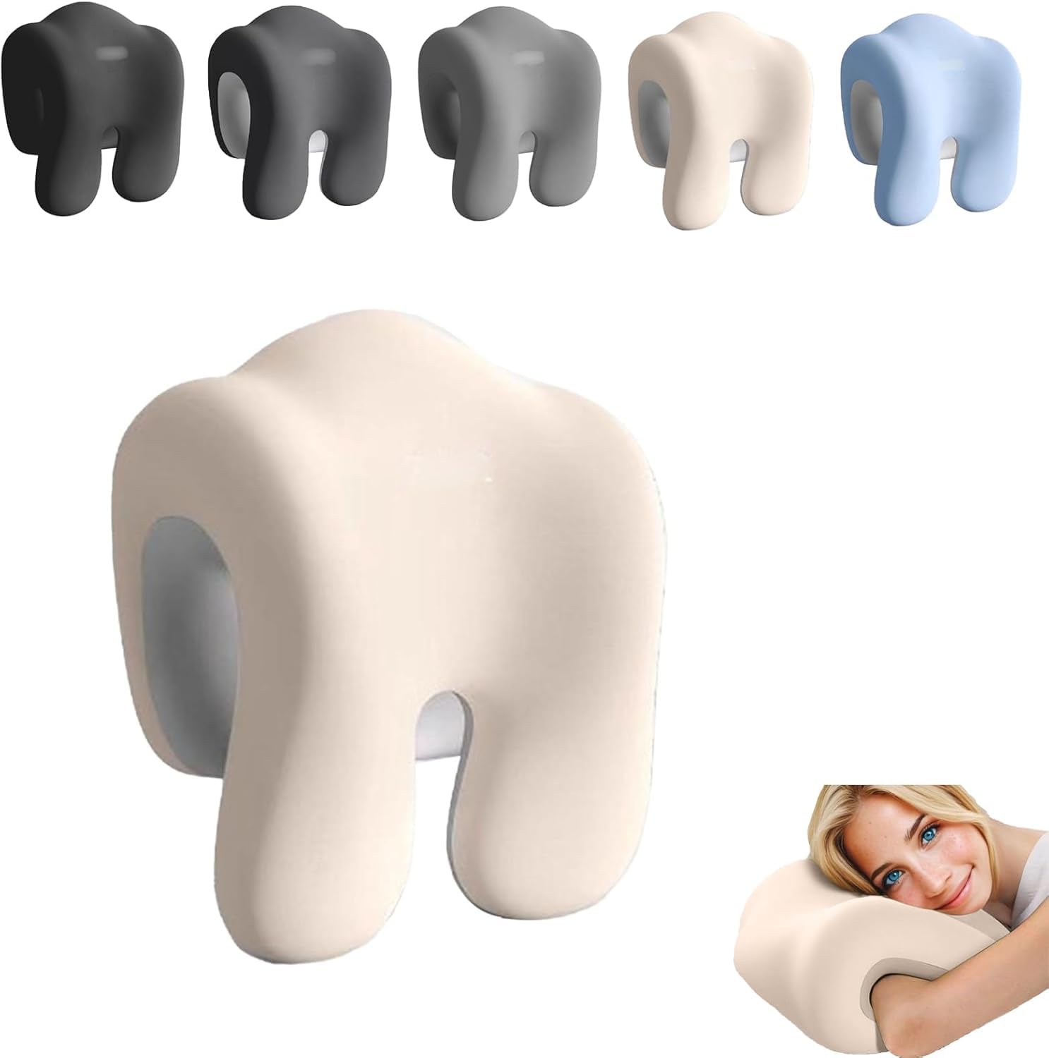 Yourou Beige Office Chair Neck Pillow Memory Foam Headrest Attachment,Ergonomic Headrest For Office Chair,Neck Support Pillow Improved Posture For Working Chairs (Beige)