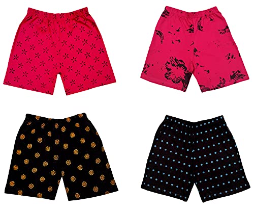 Image of indi weaves Girls Cotton Printed Shorts (Pack of 4)