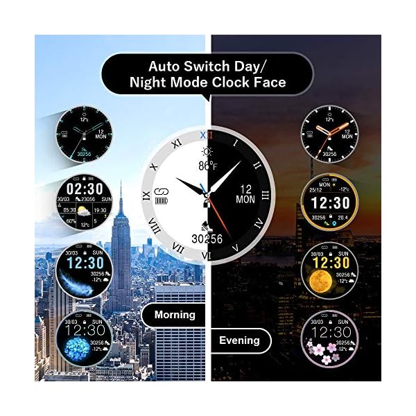 Tinwoo Smart Watch for Android/iOS Phones,46mm Support QI Wireless Charging,Bluetooth Health Tracker with Heart Rate Monitor,Smartwatch for Women Men, 5ATM Waterproof (22mm TPU Band Black)