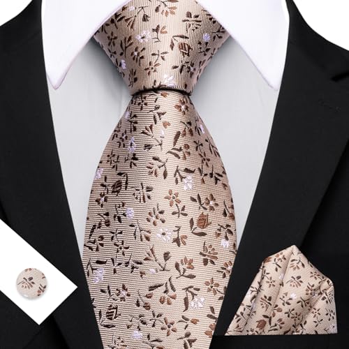 Image of Barry.Wang Ties for Men Silk Tie Sets Polka Dot Woven Necktie Pocket Square Cufflinks Business Wedding