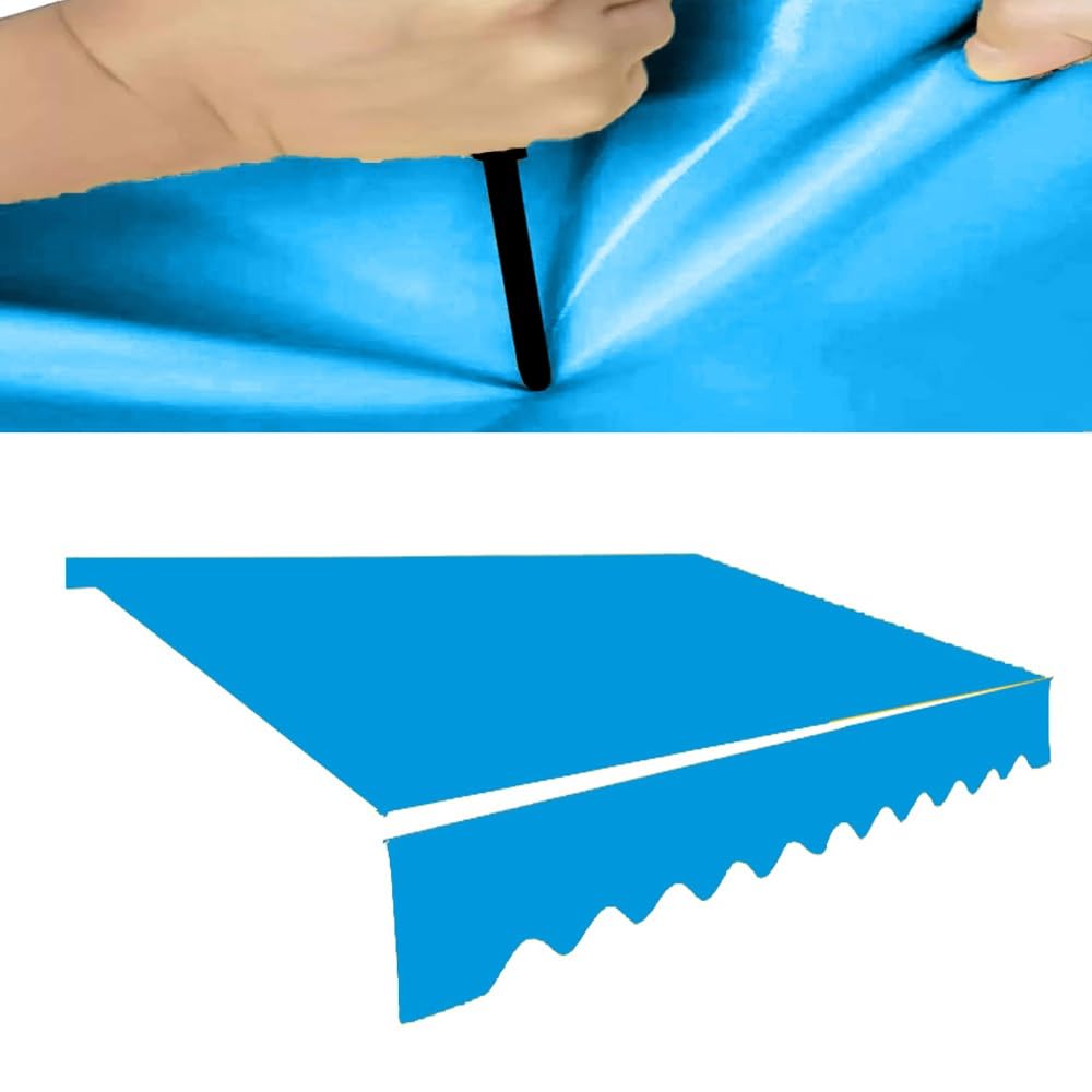 Tenda retrattile in tessuto di ricambio, 3 x 3 m, impermeabile, in PVC, per patio, tenda parasole blu, resistente ai raggi UV, per camper, pergola e terrazza