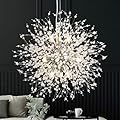 SineRise Modern Crystal Chandeliers Firework, Crystal Light Fixture, Dandelion Chandelier (9-Light, Chrome) for Foyer Hallway Entryway Kitchen Bedroom (Bulbs Not Included)
