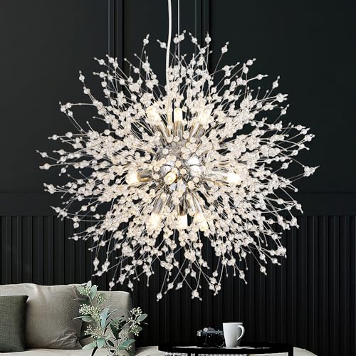 SineRise Modern Crystal Chandeliers Firework, Crystal Light Fixture, Dandelion Chandelier