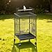 VEVOR Bird Cage, 18 x 18 x 30 inch, Open Flat Top, Wrought Iron Bird Flight Cage with Perches, Slide-Out Tray and Plastic Feeders, Casters, for Parrot, Blue Tit, Cockatiel, Canary, Budgerigar, Conure