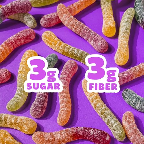 Image of SmartSweets Sour Gummy Worms, Gluten Free Gummies, Healthy Snack-Adults & Kids, Fun Chewy Candy,Low Calorie,Low Sugar,Fruit Flavored Snack,No Artificial Sweeteners, 50g Bags, 1.76 Ounce (Pack of 84)