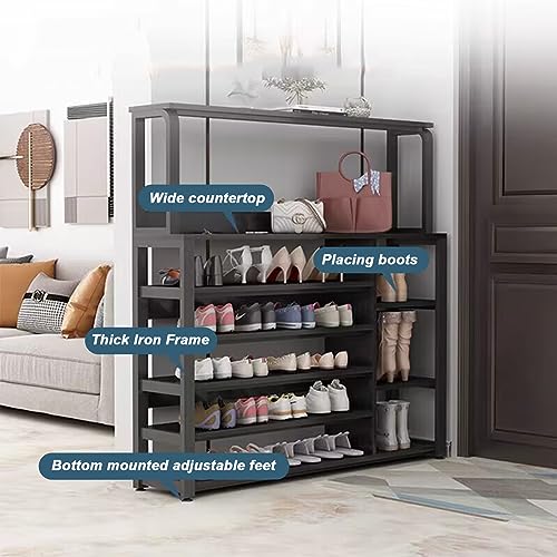 Étagère à chaussures empilable en métal de 100 cm au design modulable durable - 5