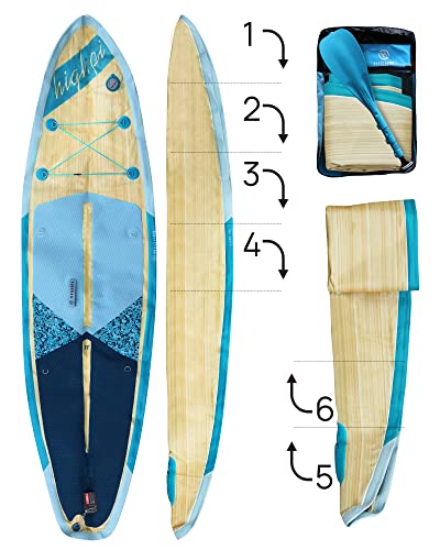 Highpi Inflatable Stand Up Paddle Board 11'x33''x6'' Vertically Center-Folded SUP, W Premium Accessories, Wide Stance, Surf Control, Non-Slip Deck, Paddle and Pump, Standing Boat for Youth and Adult