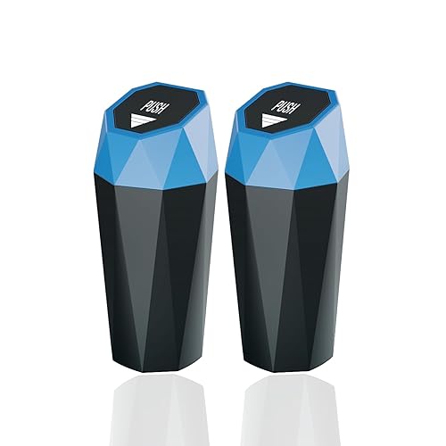 Miniatura 10 de Basurero para automóvil con tapa, diseño de mini diamante, papelera portátil y automática para automóvil, oficina, hogar, cocina (2, negro)