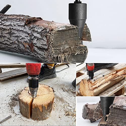 Firewood Drill Bit Wood Splitter,Wood Splitting Drill Bit 50mm Heavy Duty Drill Screw Cone Driver with 3 Pcs Shanks,Log Splitter Screw Cone Kindling Firewood Splitter for Household Electric Drill