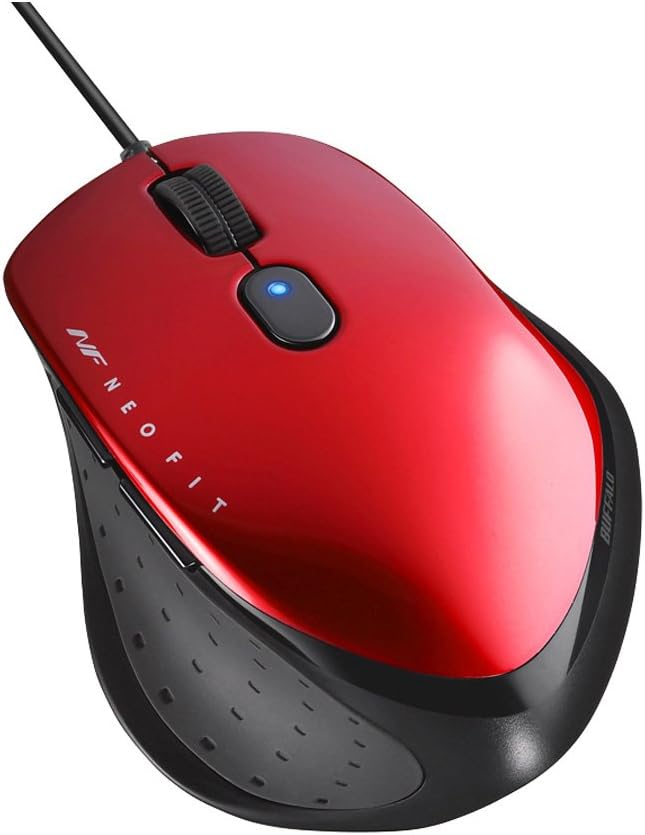 バッファロー Buffalo Buffalo Wired BlueLED 5 Button Neofit Mouse Medium Red BSMBU515MRD