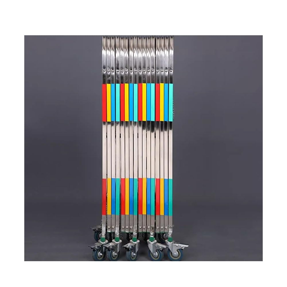 Genérico Barrera de Seguridad Extensible de Acero Inoxidable, Puerta de tráfico Plegable Ajustable, Valla de Seguridad portátil con Ruedas, fácil Montaje, solución de Seguridad de 1,1 x 5 m