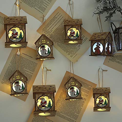 Andoer Casa de madeira luminosa de Natal com LEDs coloridos de luz DIY Chalé de madeira Árvore de Na