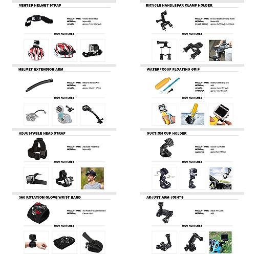 Image of smars GoPro Accessories kit, Compatible with GoPro Hero10 /Hero9 /Hero8 /Hero7, GoPro Max, GoPro Fusion, Insta360, DJI Osmo Action /Action 2, AKASO, APEMAN, Campark, SJCAM