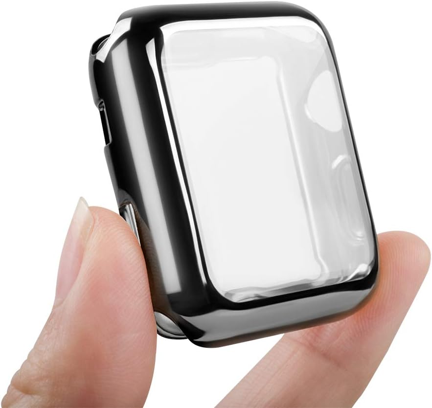 top4cus  Environmental Anti-Scratch Soft TPU Lightweight 44mm Iwatch Case All-Around Protective Screen Protector Compatible with Apple Watch Series 8/7 Series 6/SE/5/4 Series 3/2/1-44mm, Black