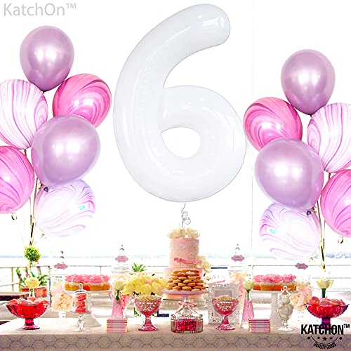 Image of KatchOn White Number 6 Balloon 40 Inch | 6th Birthday balloon for 6th Birthday Decorations, Six balloon Number, 6 Year Old Balloons for 6 Year Decorations