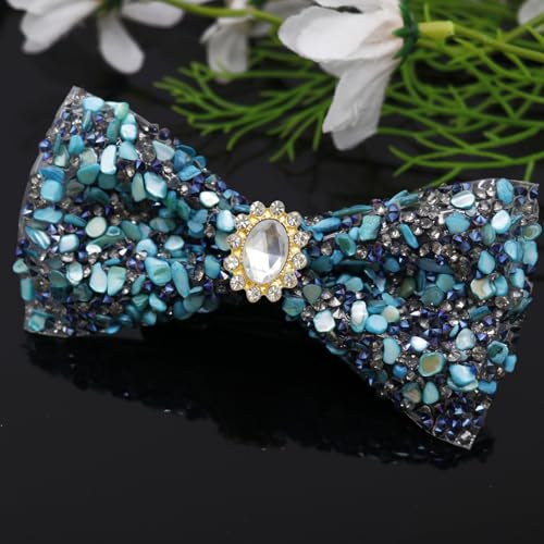 Image of Mens Rhinestone Bow Tie Pre-Tied Bow Ties for Men Adjustable Sparkle Sequin Bowtie Party Wedding