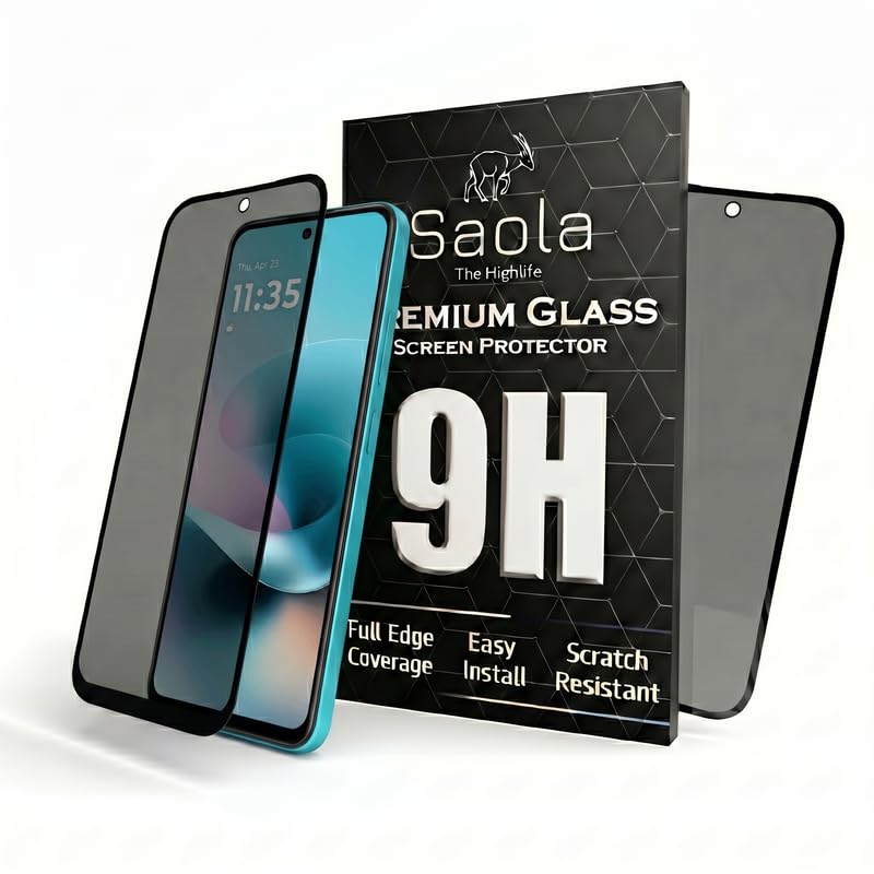 Image of Saola Ultra Privacy Tempered Glass For Motorola g67 Power (PACK OF 1) with Free Installation Kit. Full screen Coverage. Free Replacement If Received Damaged - 6.7 inch