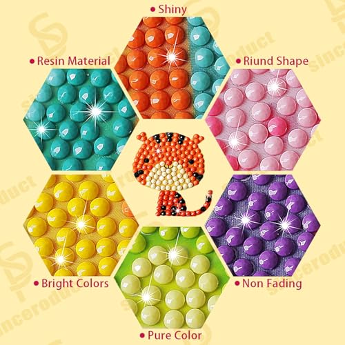 sinceroduct Sparkling 5D Diamond Sticker Kit for All Ages, 64 PCS Cute Animals & Dinosaurs, Eco-Friendly, Reusable & Easy DIY Art for Creative Fun and Learning