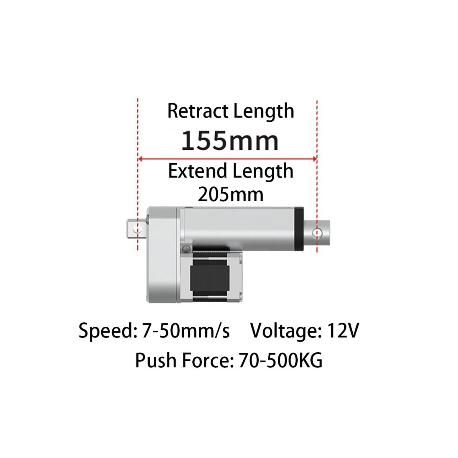 Siłownik liniowy silnika krokowego 12V Nema 16 Max 50 mm/s 500N Elektryczny popychacz ze stopu aluminium Stoły podnośne do telewizorów(Stroke 300mm,50mm per s 70N)