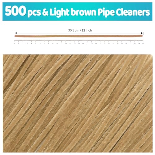 Image of IOOLEEM 500pcs Light Brown Pipe Cleaners Bulk for Crafts