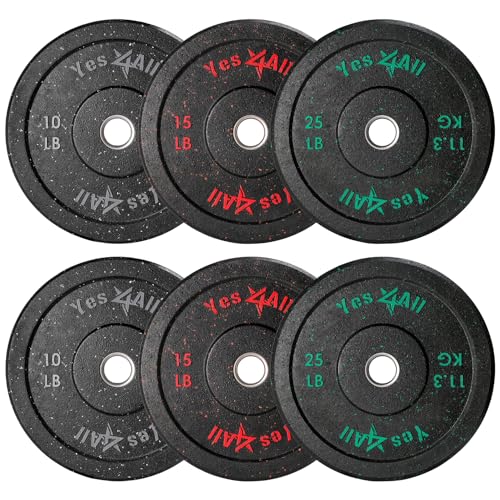 Yes4All 2″ Bumper Plate, Olympic Rubber Weight Plate with Steel Hub for WeightLifting, Strength Training, Home Gym, Less Impact, Absorb Bounce & Shock (Single)