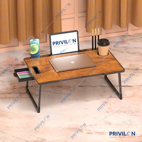 Image of Multi-Purpose Laptop Table, Study Table| Bed Table| Adjustable Height, Portable for Office, Work Form Home | DIY Table, Easy to Assemble, Engineered (ADJ Black) (wood ajustable)