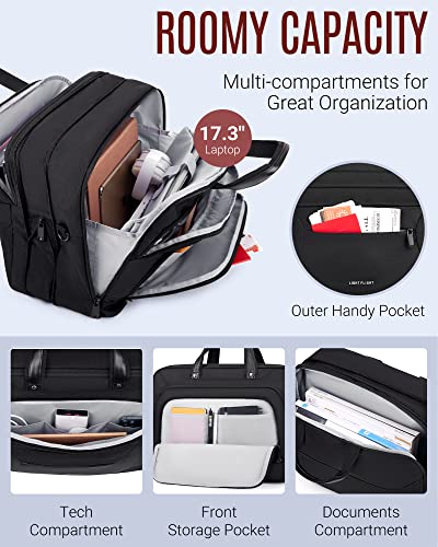 Light Flight Laptop Bag 17.3 Inch, Laptop Briefcase For Men Women, Expandable Large Computer Bag For Work, Office, Business Travel (Black) #TOP2