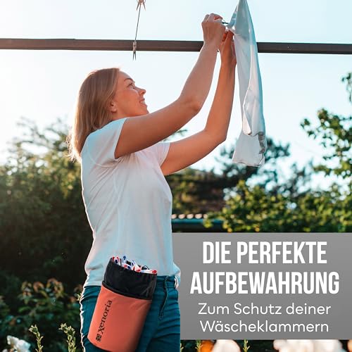 Xenoria Premium Wäscheklammern Beutel | Platz bis zu 250 Klammern | Mit Haken zum Aufhängen | Aus robustem und wetterfestem 600D Oxfordgewebe | Indoor und Outdoor | Living Coral