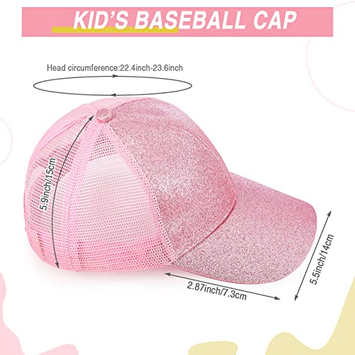Xtinmee 9 Pcs Summer Sequin Girls Baseball Hat Shiny Ponytail Baseball Hat Adjustable Glitter Baseball Cap For Kids Golf Outdoor #TOP1