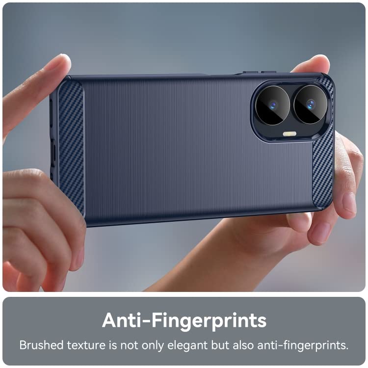 Image of NPRC Hybrid Ultra Slim Protective Case TPU Non-Slip Carbon Fiber Texture Shockproof Case Cover for REALME C55 - Blue