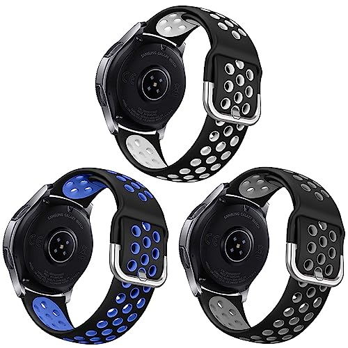 NAHAI 3 Packs Sport Bands Compatible with Samsung Galaxy Watch 46mm/Gear S3 Frontier for Men Women, 22mm Watch Band Silicone Quick Release Rubber Replacement Strap for Galaxy Watch 3 LTE 45mm