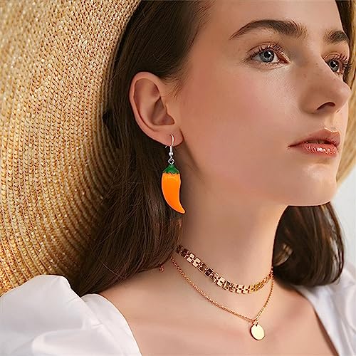 4 Pairs Chili Pepper Dangle Earrings For Women Funny Lifelike Simulation Vegetable Food Resin Dangle Drop Earrings For Women4