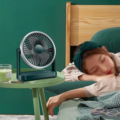 4 snelheidsinstellingen kleine ventilator, USB oplaadbare bureauventilator met LED-display, draagbare schudkop luchtkoelventilator