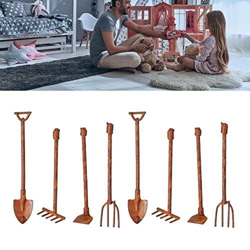 Dilwe Puppenhaus-Landwirtschaftswerkzeuge, Puppenhaus-Miniatur-Schaufelhacke und Heugabel für Gartenlandschaft(4… – Bild 5