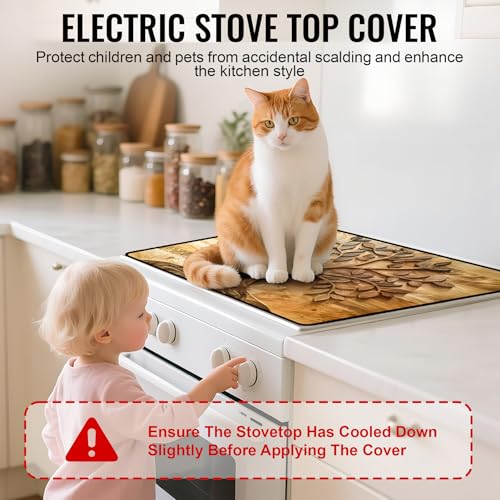Image of Stove Top Cover for Electric Stove,Glass Stove Top Cover, Heat Resistant Glass Cooktop Cover, Stovetop Protector, Kitchen Decor, Dish Drying Mats Cover for Ceramic Washer Top 28.5x20.5 inch